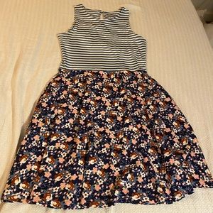 Pact organic cotton, striped floral tank dress, size small